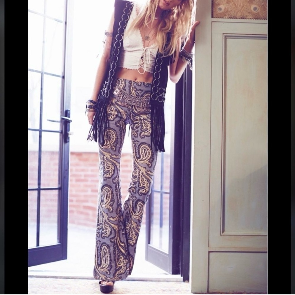 Free People Paisley Bell Bottom Pants